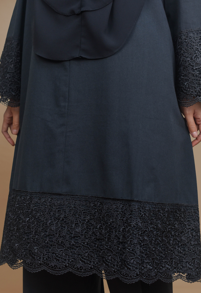Faraza zahra Jubah Seluar Umrah - Cotton Renda Tebal