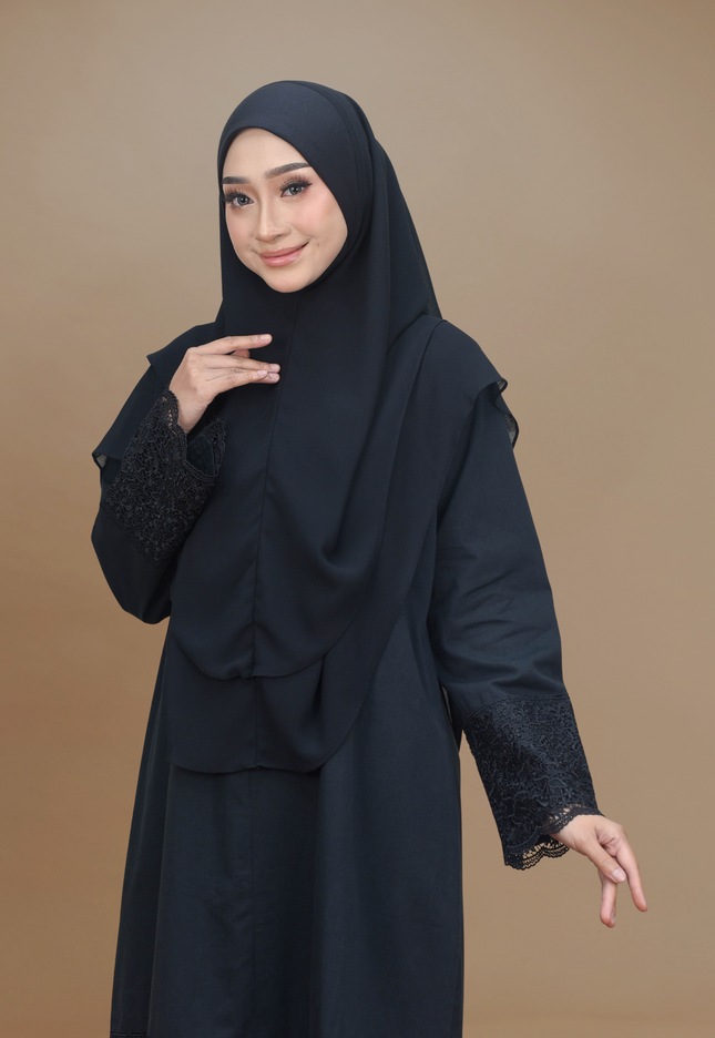 Faraza zahra Jubah Seluar Umrah - Cotton Renda Tebal