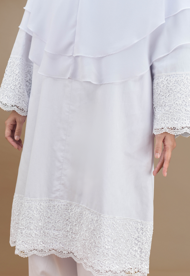 Faraza zahra Jubah Seluar Umrah - Cotton Renda Tebal