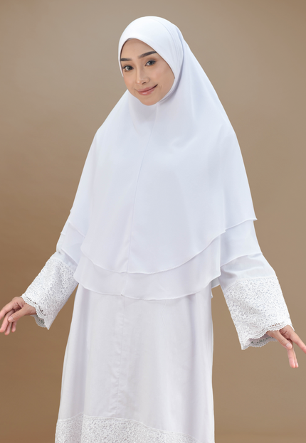 Faraza zahra Jubah Seluar Umrah - Cotton Renda Tebal
