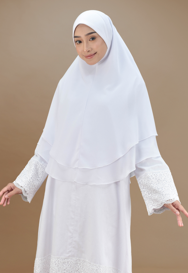 Faraza zahra Jubah Seluar Umrah - Cotton Renda Tebal