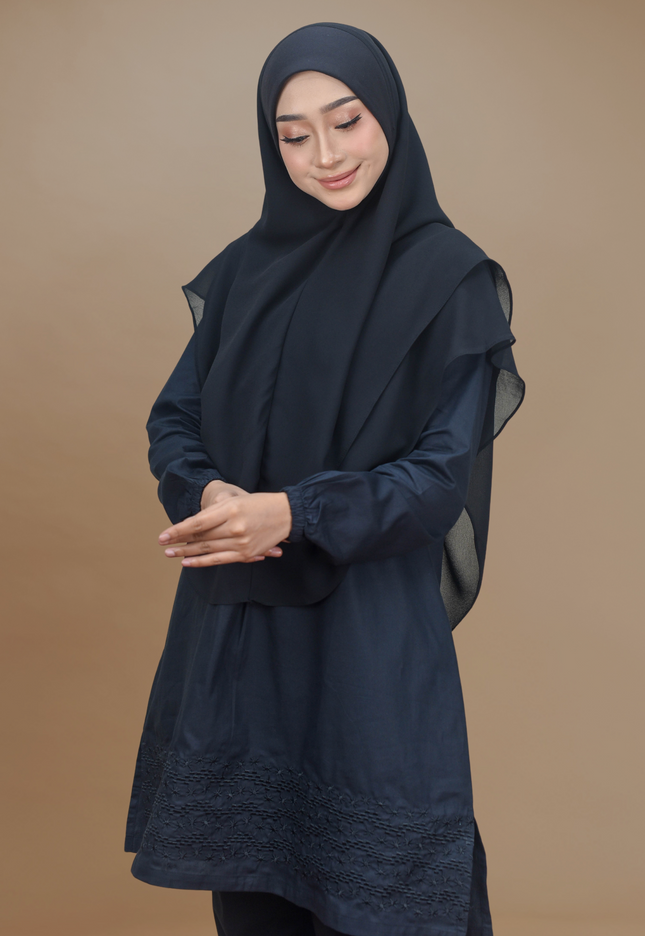 Faraza Zahra Jubah Seluar Umrah Haji -  Sulam Bunga