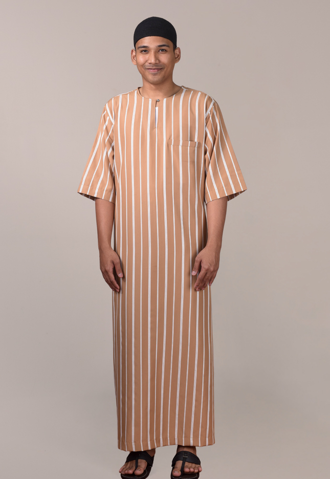 Faraza Zahra Jubah Safwan in Soft Brown