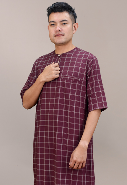 Faraza Zahra Jubah Bahaman in Burgundy