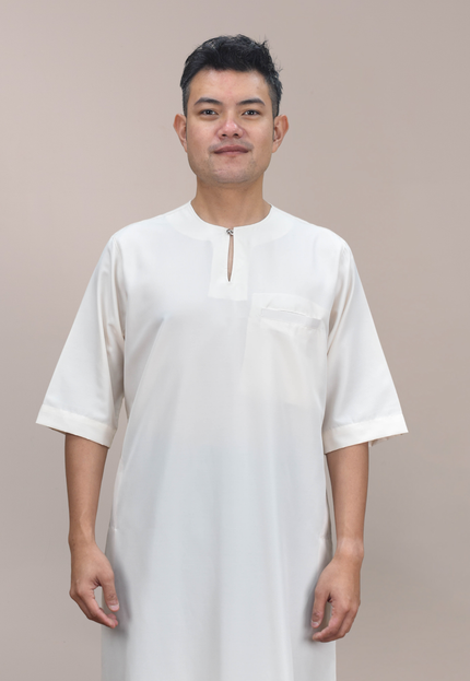 Faraza Zahra Jubah Safir in Off White