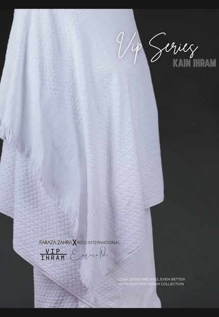 Faraza Zahra X Rizq Ihram | VIP EMERALD - Ihram Premium Anti-Bakteria untuk Haji & Umrah