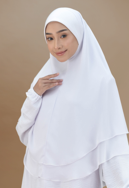 Faraza Zahra Khimar/Tudung Umrah Haji -  Eksklusif 2 Layer Chiffon Premium
