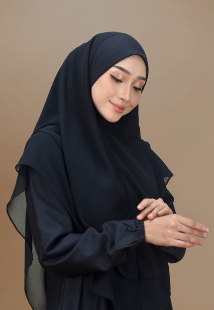 Faraza Zahra Khimar/Tudung Umrah Haji -  Eksklusif 2 Layer Chiffon Premium