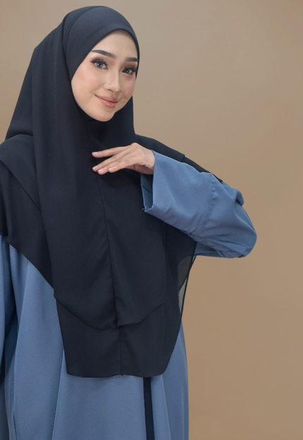 Faraza Zahra Khimar/Tudung Umrah Haji -  Eksklusif 2 Layer Chiffon Premium