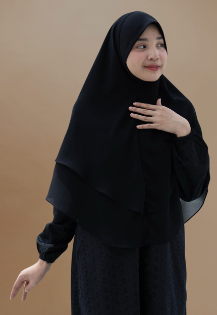 Faraza Zahra Khimar/Tudung Umrah Haji -  Eksklusif 2 Layer Chiffon Premium