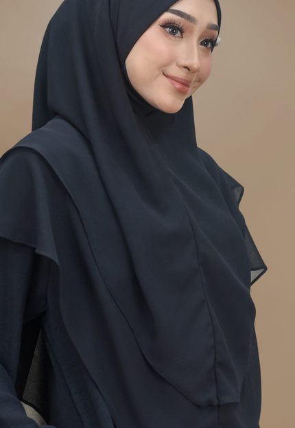 Faraza Zahra Khimar/Tudung Umrah Haji -  Eksklusif 2 Layer Chiffon Premium