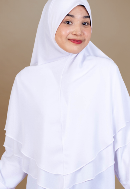 Faraza Zahra Khimar/Tudung Umrah Haji -  Eksklusif 2 Layer Chiffon Premium