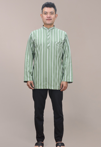 Faraza Zahra Kurta - Safwan in Moss Green