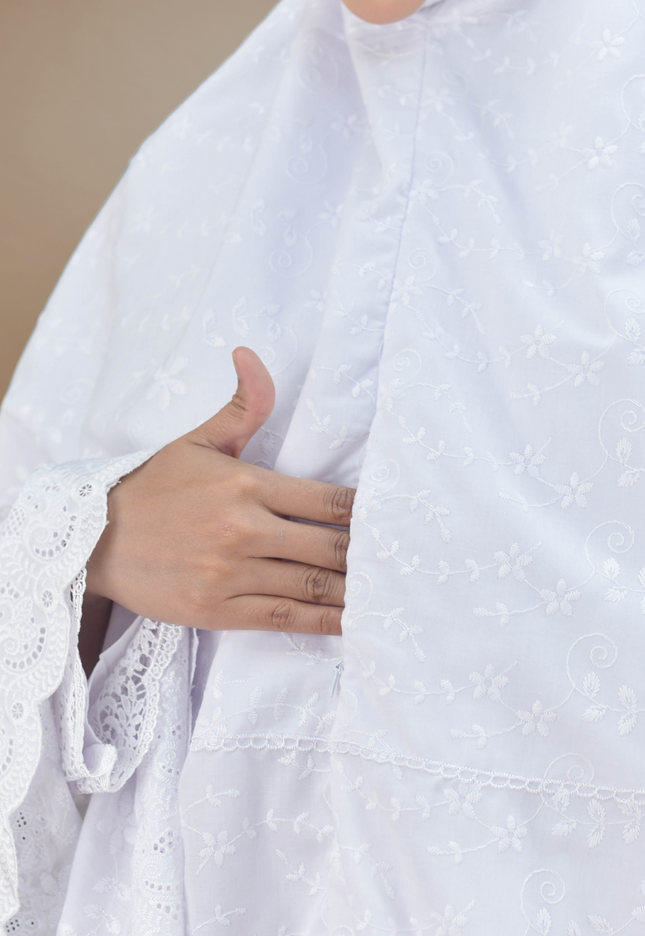 Faraza Zahra Mini Telekung Fitri Sulam Penuh -  Sejuk, Labuh dan Selesa