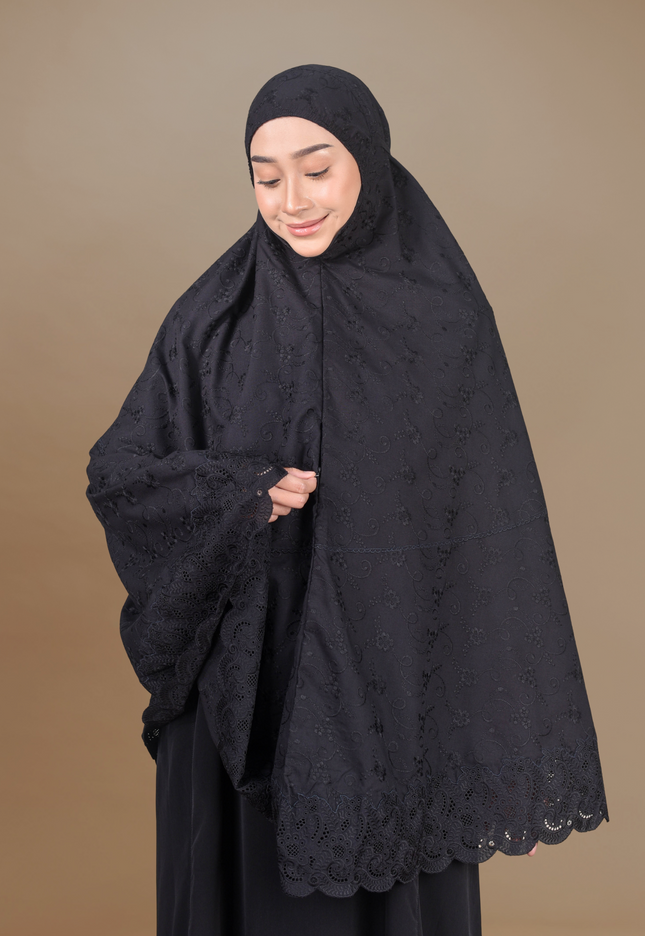 Faraza Zahra Mini Telekung Fitri Sulam Penuh -  Sejuk, Labuh dan Selesa