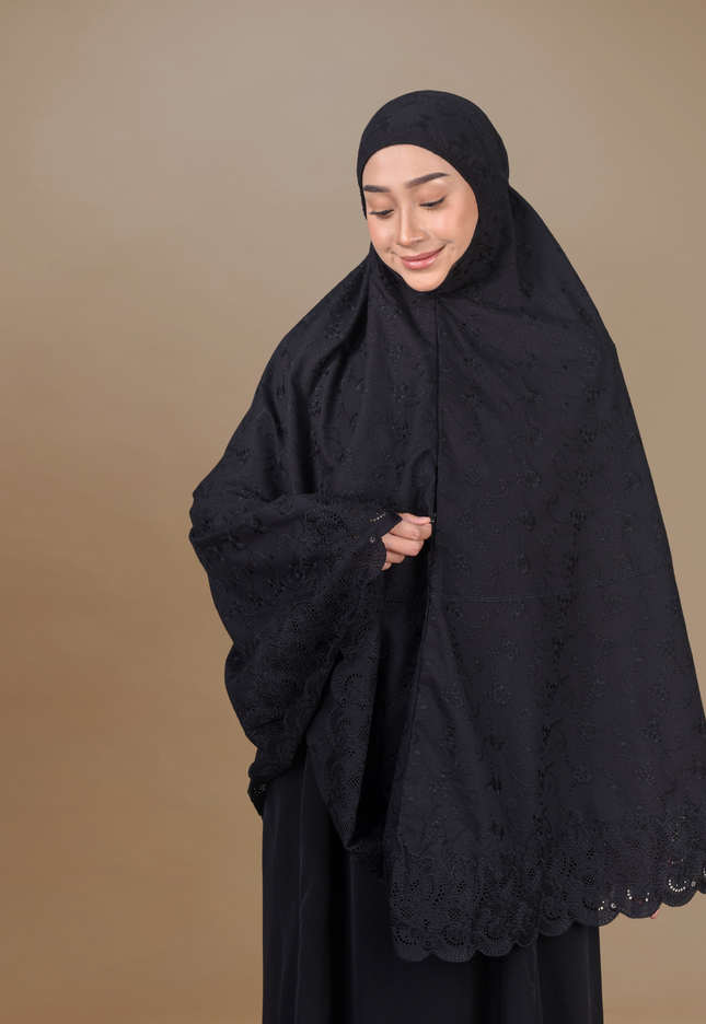 Faraza Zahra Mini Telekung Fitri Sulam Penuh -  Sejuk, Labuh dan Selesa