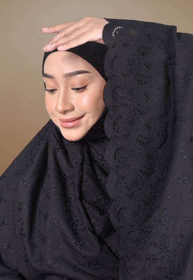 Faraza Zahra Mini Telekung Fitri Sulam Penuh -  Sejuk, Labuh dan Selesa