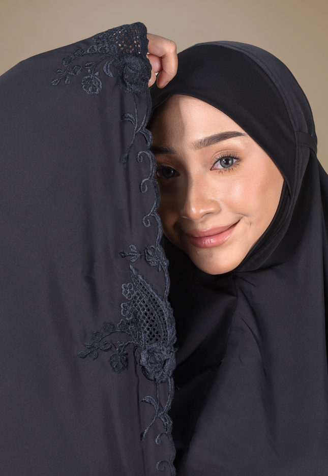 Faraza Zahra Mini Telekung Rosella in Black(Hitam)