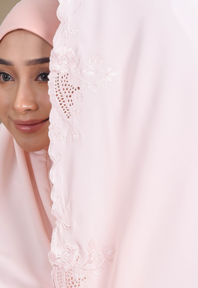 Faraza Zahra Mini Telekung Rosella in Soft Pink
