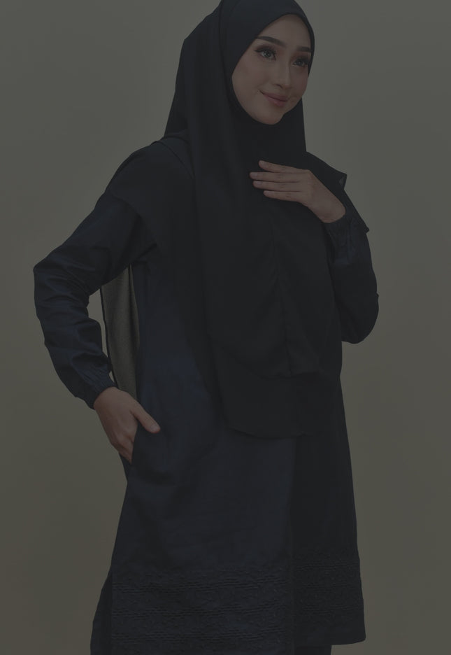 Faraza Zahra Jubah Seluar Umrah Haji -  Sulam Bunga