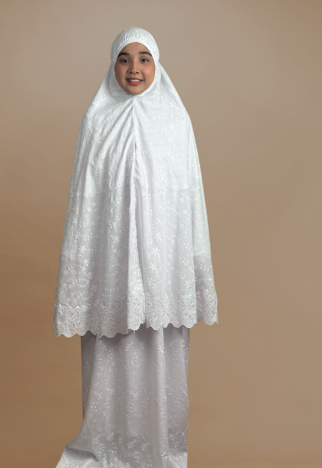 Faraza Zahra Telekung Fitri Sulam Penuh - Telekung Labuh, Sejuk dan Selesa