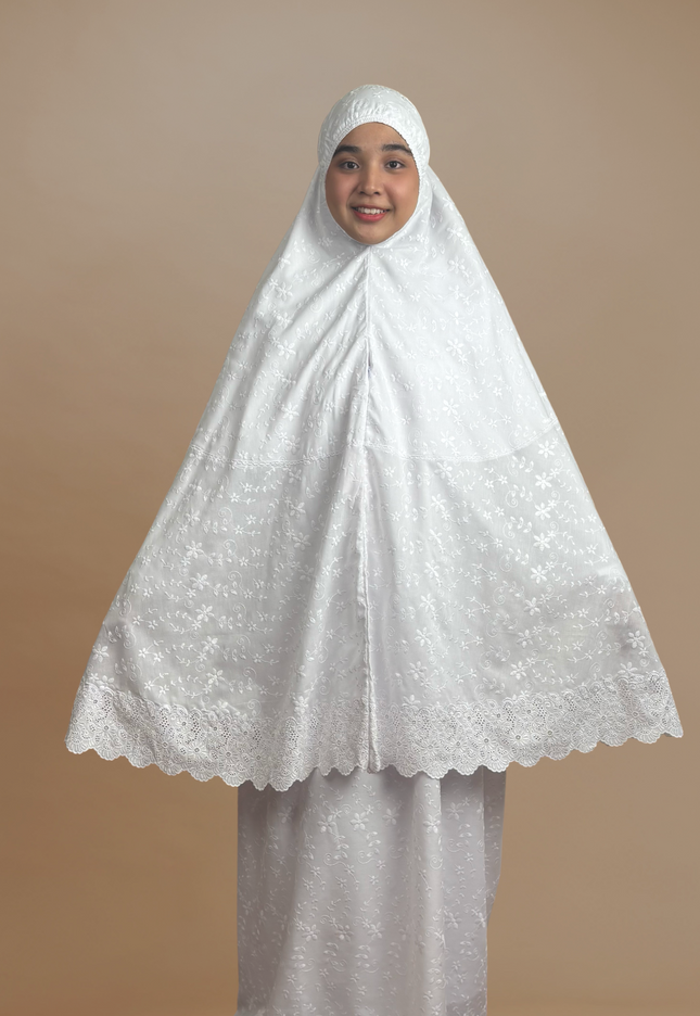 Faraza Zahra Telekung Fitri Sulam Penuh - Telekung Labuh, Sejuk dan Selesa