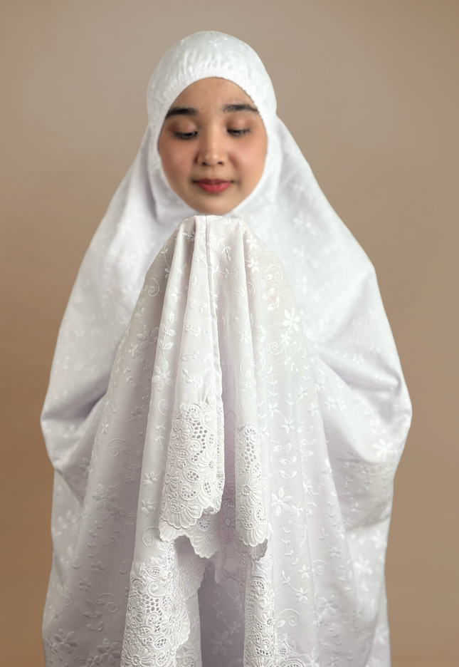 Faraza Zahra Telekung Fitri Sulam Penuh - Telekung Labuh, Sejuk dan Selesa