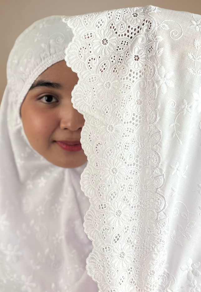 Faraza Zahra Telekung Fitri Sulam Penuh - Telekung Labuh, Sejuk dan Selesa