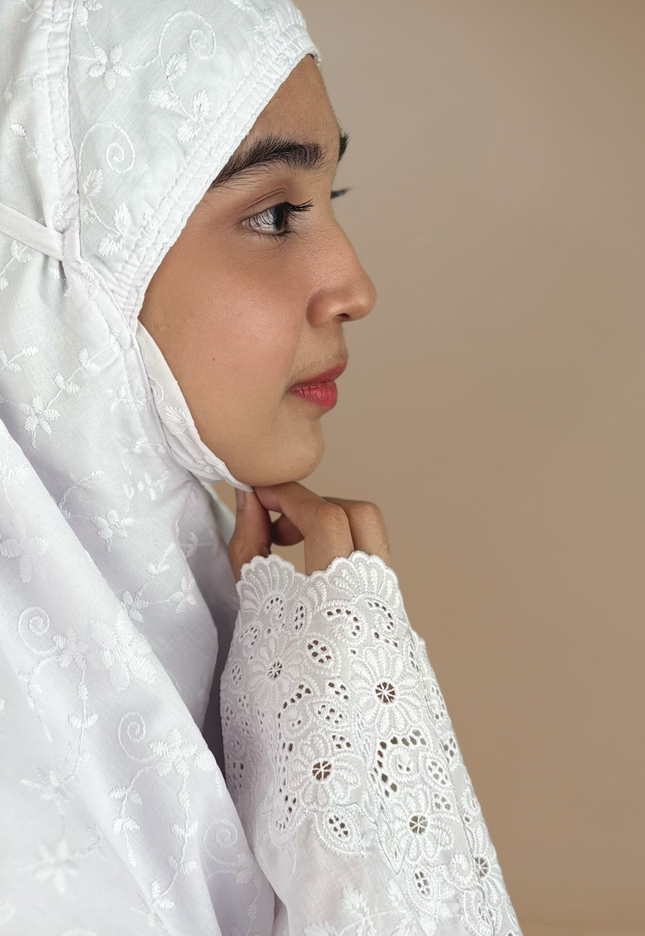 Faraza Zahra Telekung Fitri Sulam Penuh - Telekung Labuh, Sejuk dan Selesa