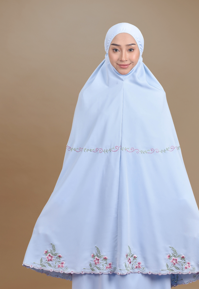 Faraza Zahra Telekung Rosella in Soft Blue