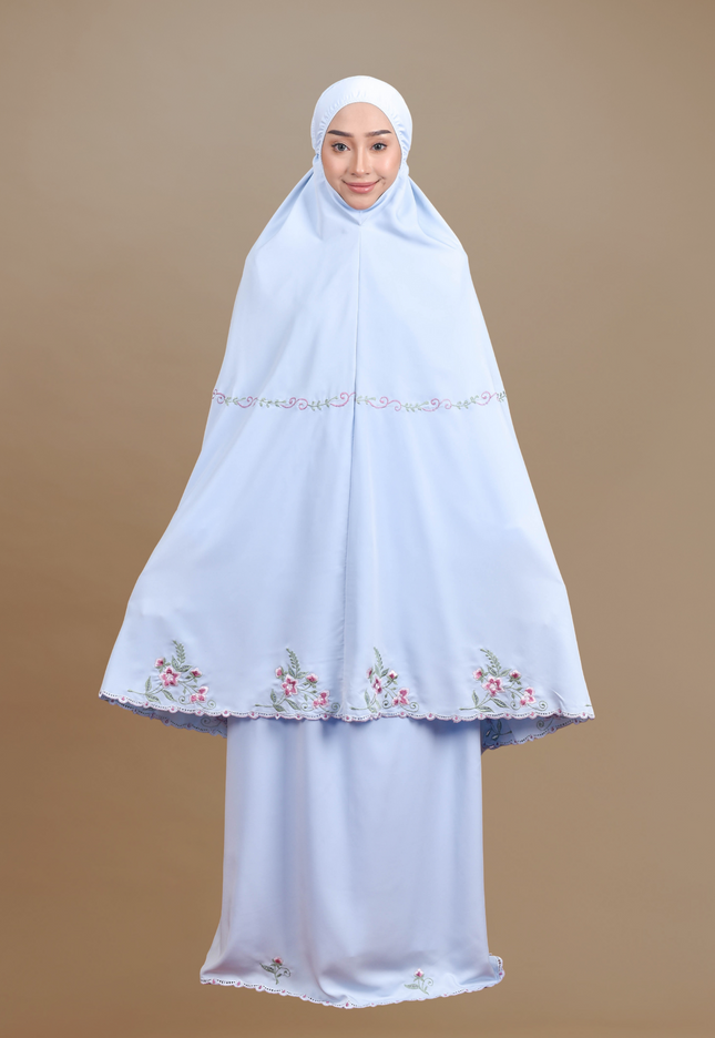 Faraza Zahra Telekung Rosella in Soft Blue