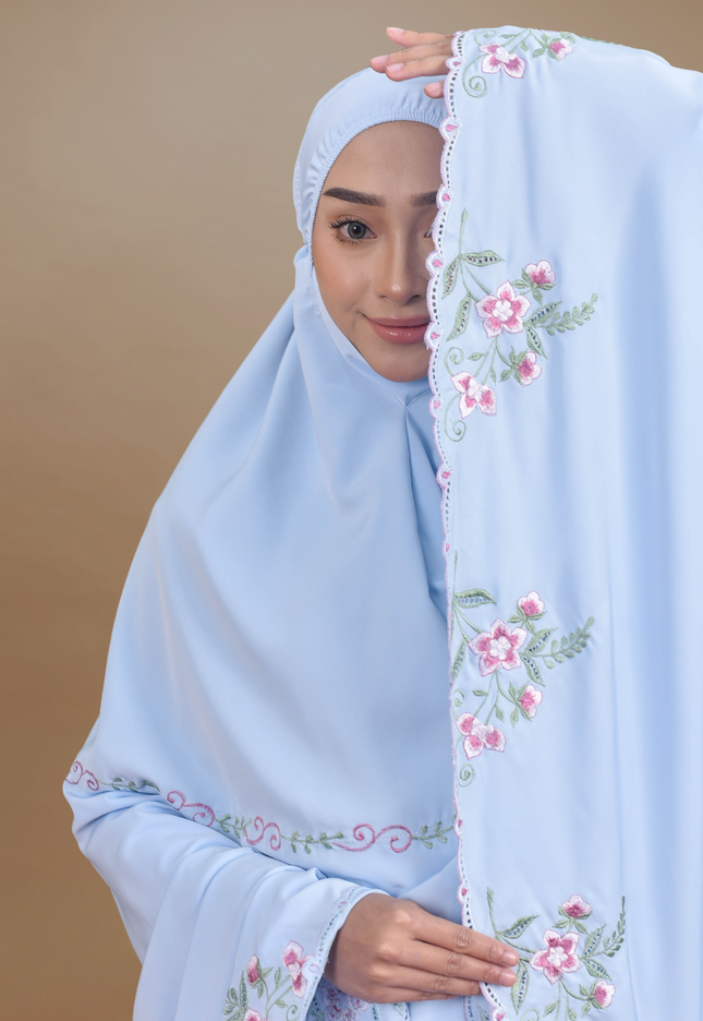 Faraza Zahra Telekung Rosella in Soft Blue