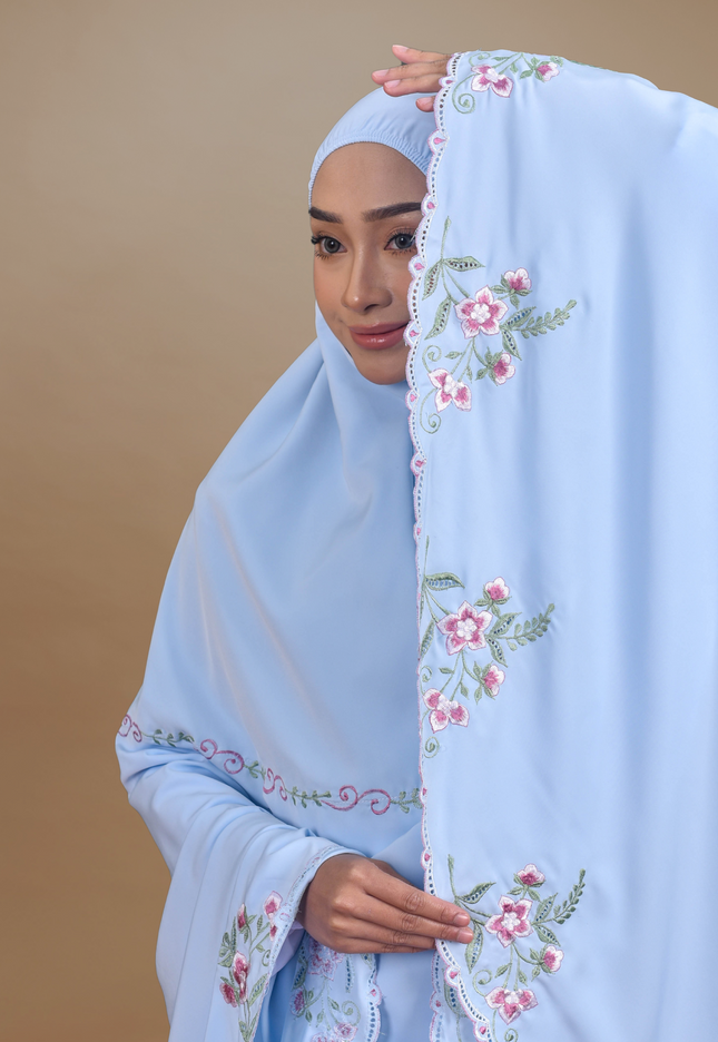 Faraza Zahra Telekung Rosella in Soft Blue