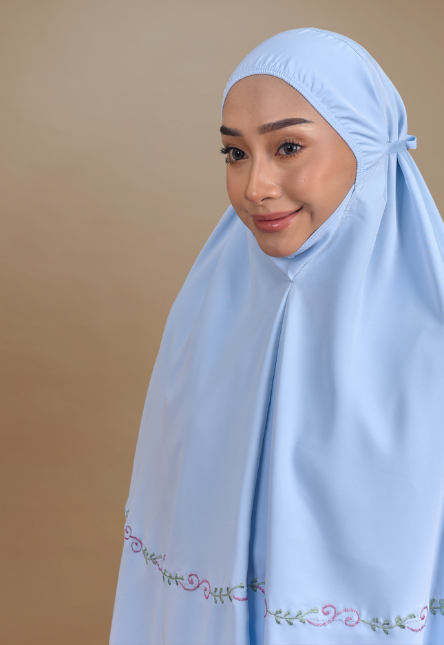 Faraza Zahra Telekung Rosella in Soft Blue