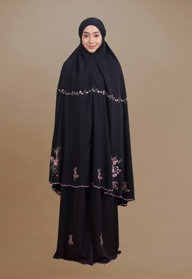 Faraza Zahra Telekung Rosella in Black (Hitam)