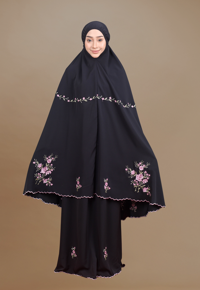 Faraza Zahra Telekung Rosella in Black (Hitam)