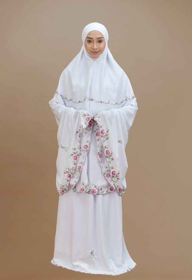 Faraza Zahra Telekung Rosella in White (Putih)